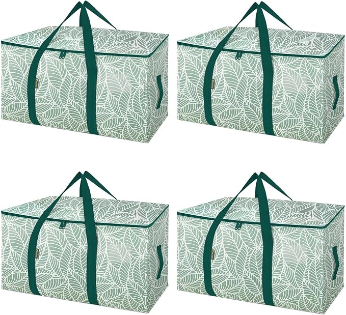 BALEINE 4-Pack Oversized Moving Bags with Reinforced Handles, Heavy-Duty Storage Tote for Clothes, Moving Supplies (Antique Folidage, 4-Pack)