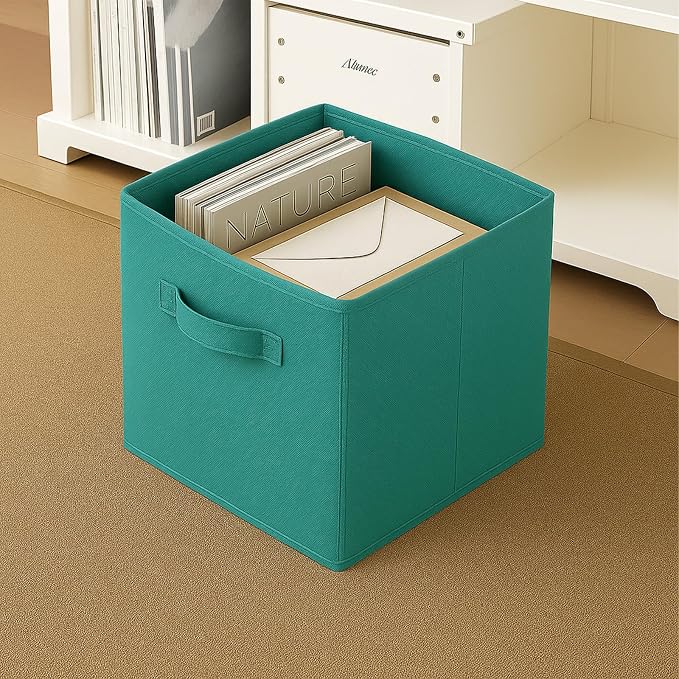 ShellKingdom Storage Bins, Foldable Fabric Storage Cubes And Cloth Storage Organizer Drawer For Closet And Toys, 2 Pack (Forest Green)