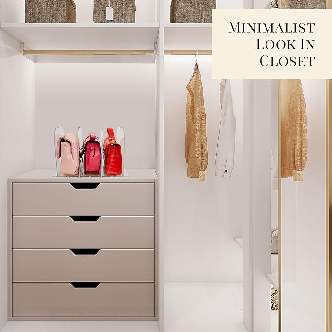 Purse Organizer for Closet, Handbag Storage Organizers for Small Closet, Acrylic Shelf Dividers, Clear Adjustable Bag Organizer, 1 Pack