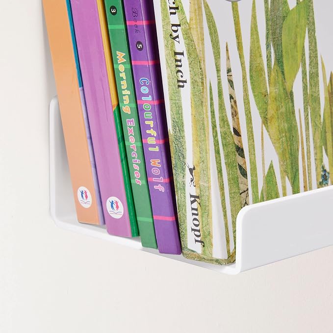 upsimples 2 Pcs 15" Acrylic Shelves for Wall Organize and Display, White | Cute Floating Shelf for Perfume, Skincare, Nail Polish, Wall Organizer for Bedroom, Living Room, Playroom, Room Décor