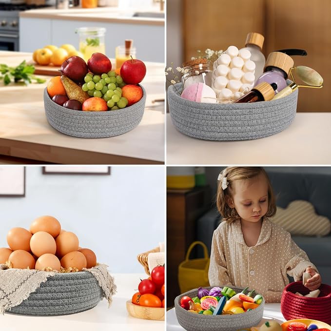 8 Inch Trivets for Hot Dishes, 6 Pcs Cotton Hot Pads with Basket | Large 8-inch cotton trivets for hot pots and dishes; basket adds easy storage and farmhouse style
