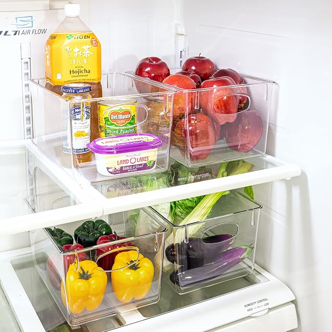 Sorbus Large Clear Plastic Storage Bins for Shelves, Clothes, with Handle - Clear Storage Bins, Drawer, Shelf, Closet, Pantry, Fridge, Freezer Organizer Bins, Closet Organizers and Storage (2 pack)