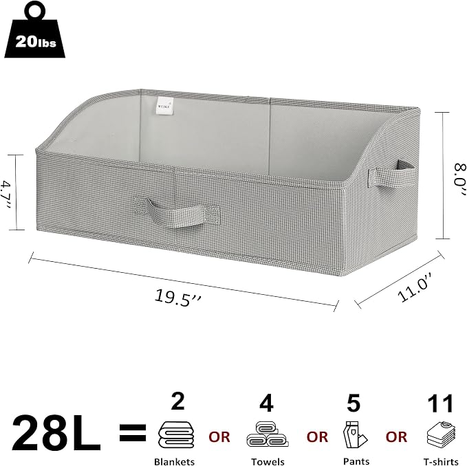 WUIKE Purse Organizer for Closet, 3-Pack Extra Large, Open Front, Greige | Closet Storage Bins for Clothes, Versatile Clothes Organizer for Bedrooms, Nurseries, Wardrobes, and Living Rooms