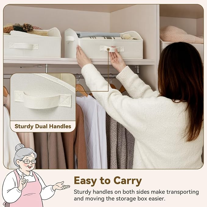 GRANNY SAYS Purse Organizer for Closet, Trapezoid Storage Bins, Closet Organizers and Storage, Decorative Storage Baskets for Shelves, Clothes, Toys, Towels, Pearl White, 3-Pack
