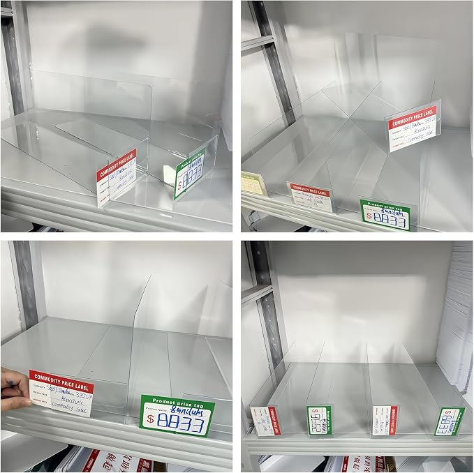 Organizing Essentials Kit - Shelf Dividers, Storage Bin Labels, Index Card Holder, Wire Rack Covers & Shelf Clips with Adjustable Pegs and Label Holders for Pantry, Closet, Office Storage Solutions