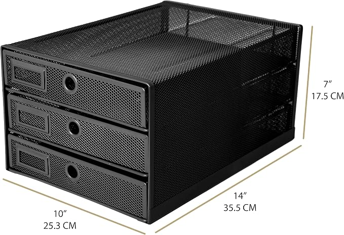 EXERZ Paper Sorter 3 Tier Drawers A4 / Multifunctional Desk Organiser/Letter Tray - Documents, Magazines, Notebooks and Letters