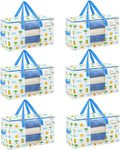 VENO 6 Pack Heavy Duty Moving Bags, Clothes and Comforter Storage Bags with Clear Window, College Dorm Essentials Packing Supplies, Foldable Boxes Alternative (Tropical Island, 6 Pack)