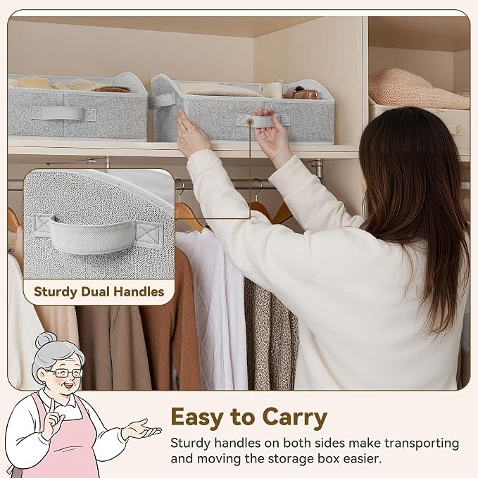 GRANNY SAYS Closet Organizer Bins, Trapezoid Storage Bin, Closet Baskets for Shelves, Closet Shelf Organizer, Baskets for Organizing Clothes, Toys, Ash Gray, 3-Pack