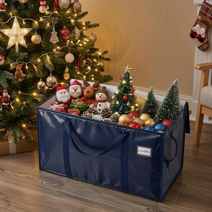 Velway Pack of 2 95L Storage Bags, Heavy-Duty Christmas Warehouse, Blue, Moving Boxes, Large, Foldable with Zip Handle, Waterproof Storage Bag for Moving Bedding, Clothing, Storage