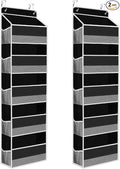 SpaceHacks 2 Pack Over The Door Organizer, Hanging Storage Organizer with Clear Window, 40lb Ultra Sturdy Large Capacity Room Organizer for Pantry Laundry Bathroom Nursery Closet (Black)