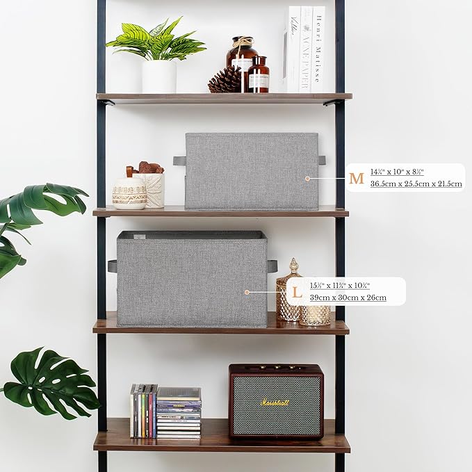 GRANNY SAYS Storage Basket for Shelves, Closet Clothes Bins with Label Holders, Fabric Storage Bins, Clothes Storage and Organizers, Dark Gray, Medium, 3-Pack