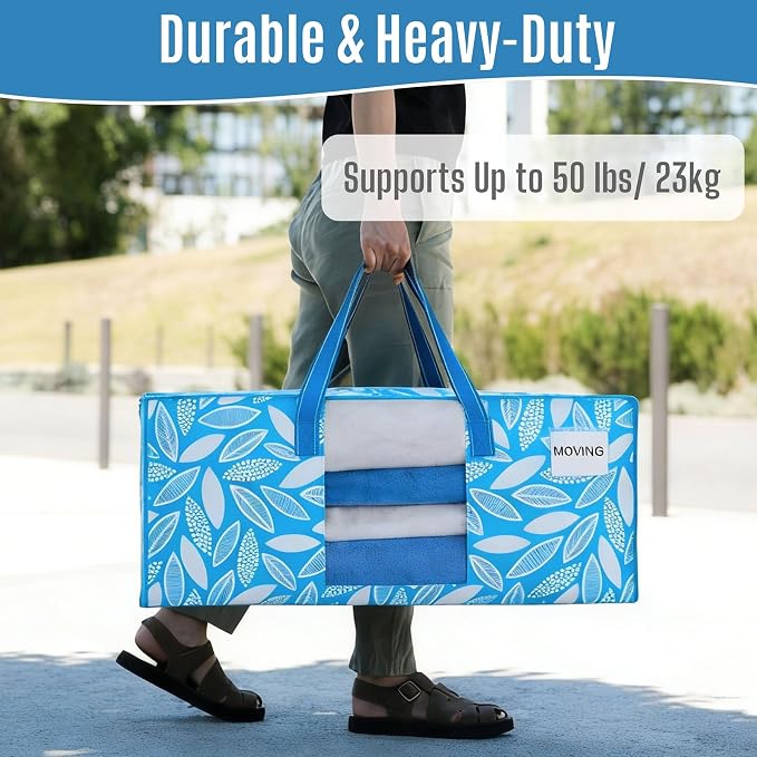 VENO 6 Pack Heavy Duty Moving Bags, Packing Bags with Clear Window, Alternative to Moving Boxes, Storage Bins for Clothes, Blankets, Comforters, College Dorm Essentials (Spring Breeze, 6 Pack)