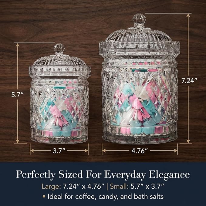 Godinger Canister Set, Crystal Glass Canisters Food Storage Candy Jars, Biscuit Barrel - Dublin Collection, Set of 2
