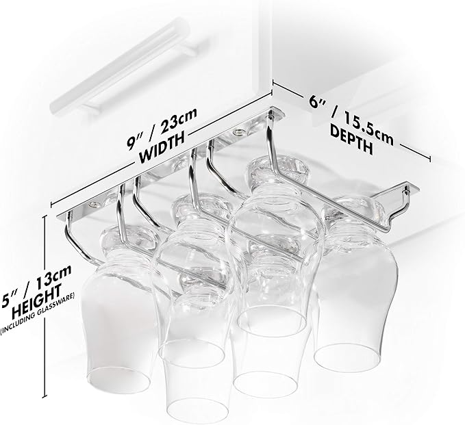 CairnCradle Whiskey Glass Rack - Under Cabinet Whisky Tasting Glasses Holder Storage Hanger Metal Organizer for Bar Kitchen (3 Across x 2 Deep, Polished Stainless)