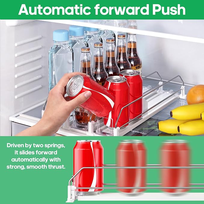 Drink Organizer for Fridge, Automatic Drink Dispenser for Fridge, 12-20oz Soda Can Dispenser for Refrigerator, Soda Can Organizer for Pantry Holds up to 30 Cans, 6 Row
