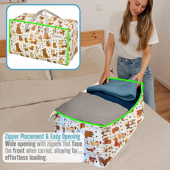 VENO 4 Pack Extra Large Heavy Duty Moving Bags with Wide Opening & Reinforced Handles, Reusable Storage Tote Bags with Strong Zippers for Clothes, College Dorm Essentials & Moving Supplies