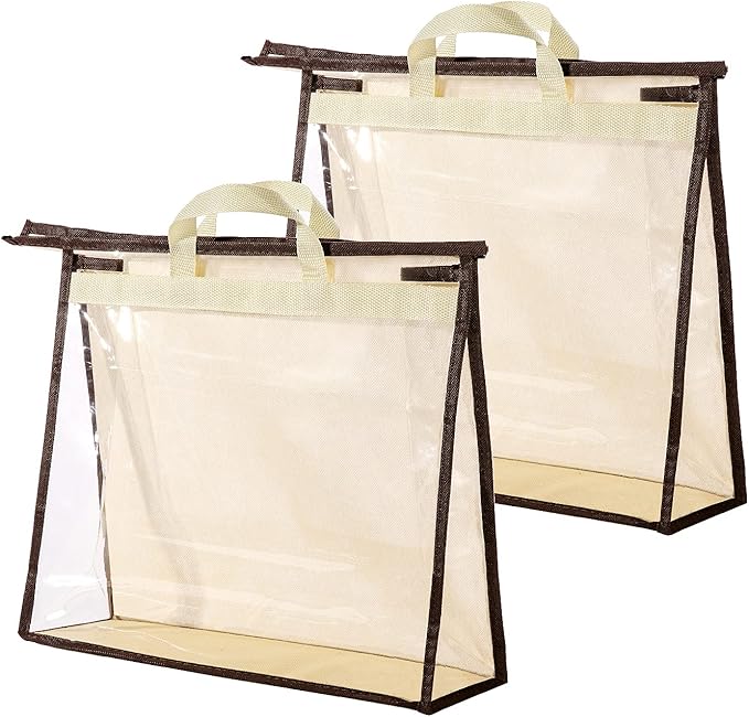 Clear Handbag Storage Bags Purse Organizer for Closet, Zipper Hanging Storage Bag for Handbags, L, 2PCS