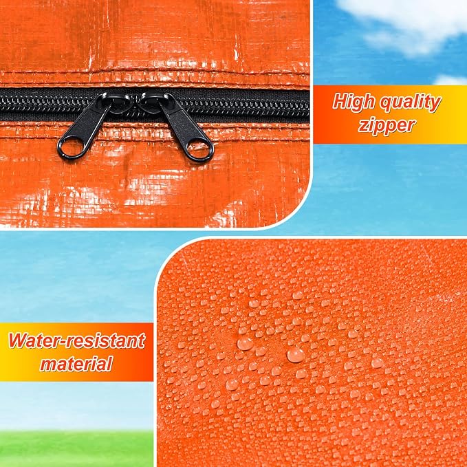 4 Pcs 96 Gallon Extra Large Moving Bags Heavy Duty Storage Bag with Strong Zipper Handle Foldable XXL Jumbo Storage Tote Packing Moving Box for College Dorm Travel Cloth Duffle (Orange)