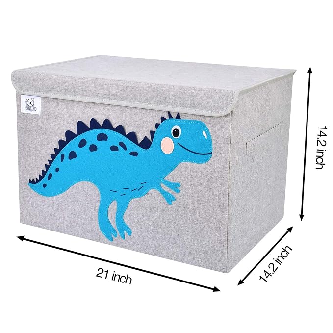 Foldable Large Kids Toy Chest with Flip-Top Lid, Collapsible Fabric Animal Toy Storage Organizer/Bin/Box/Basket/Trunk for Toddler, Children and Baby Nursery (Dinosaur)