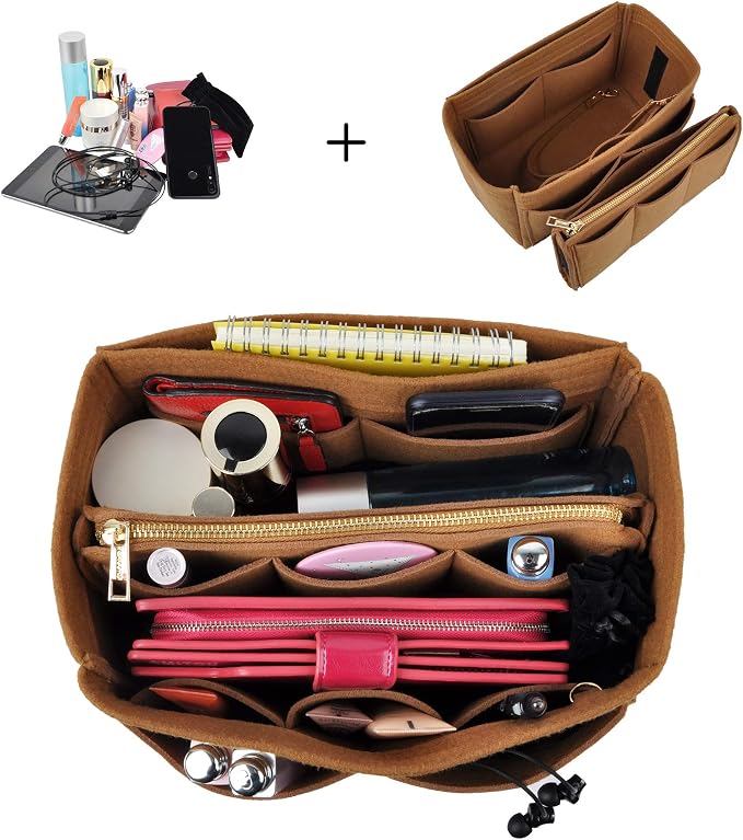 Vercord Felt Organizer Insert For Purse Handbag Tote Bag In Bag Inside Shaper Divider Neo Coffee Large