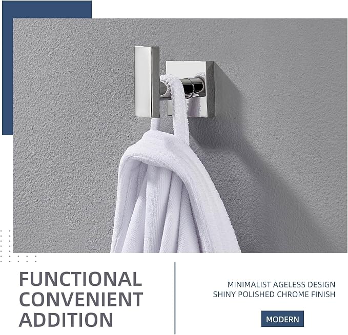 Angle Simple Towel Hook for Bathroom, SUS 304 Stainless Steel Robe Coat Hook, Hand Towel Holder Wall Mounted, Polished Chrome