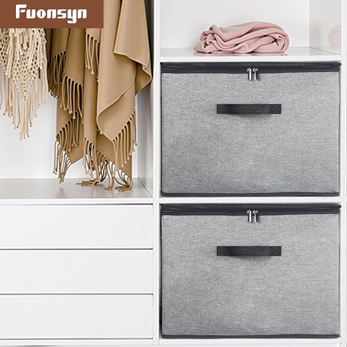 2 Pack Shoe Organizer, Shoe Storage Box with Clear Cover, Adjustable Dividers Fits 16-32 Pairs Shoe Boxes, Organizador de Zapatos, Grey