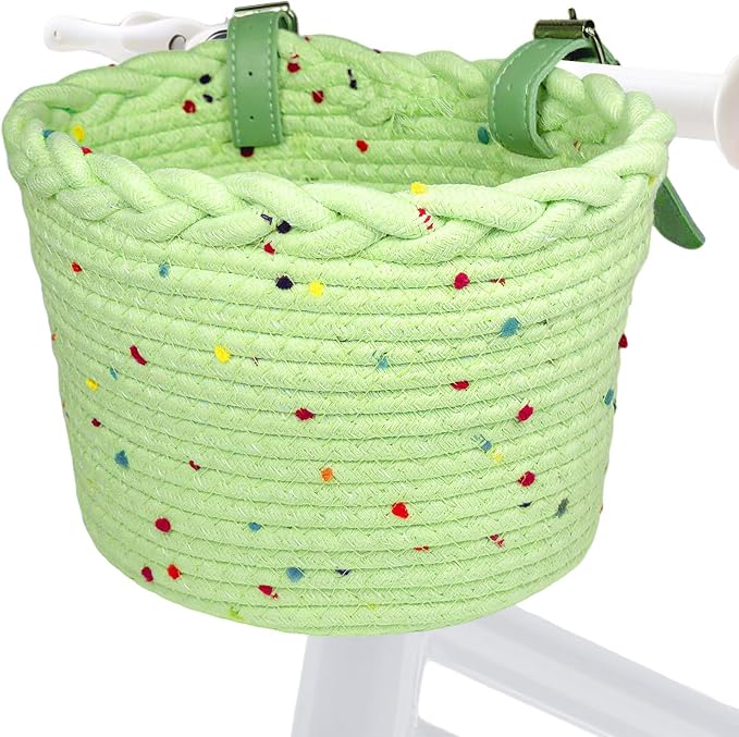 Kids Bike Basket for Girls, Front Bicycle Basket, Easy-Install Adjustable Straps for Balance Bikes Scooters