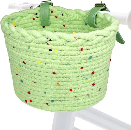 Kids Bike Basket for Girls, Front Bicycle Basket, Easy-Install Adjustable Straps for Balance Bikes Scooters