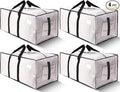 HOMESURE Supports 200lbs Heavy Duty Moving Bags - Strong Zipper & Wrap-Around Handles - Water-Resistant Storage Totes, Durable Alternative to Moving Boxes - 4 Pack - Semi-Transparent