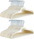Amazon Basics Slim Velvet Non-Slip Space Saving Suit Clothes Hangers for Closet Organization, Ivory/Beige, 100-Pack
