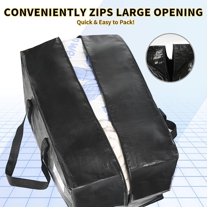 Heavy Duty Extra Large Moving Bags,149 Gallon Jumbo Packing Bags,Huge Moving Storage Bags with Strong Zippers & Carrying Handles,Reusable Big Moving Storage Bags for College Dorm Travel 2Pack