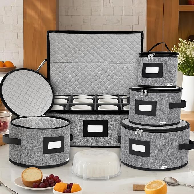 homyfort China Storage Containers, Hard Shell for Plates, Moving Boxes for Dishes, Cups, Mugs, Tableware Moving Supplies for Kitchen Organization- 5-Piece Set (5-piece set)