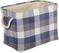 DII Buffalo Check Storage Collection Collapsible Bin with Handles, Medium Rectangle, 16x10x12, Tri Color French Blue
