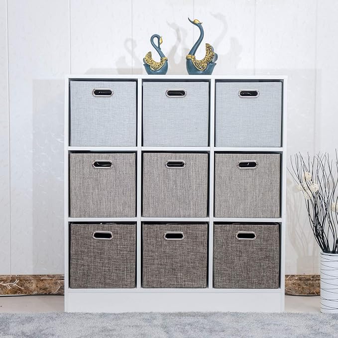Posprica 11 Inch Cube Storage Bins for Organization, Fabric Storage Cubes Closet Storage Bins for Cube Organizer, Thick and Heavy Duty Storage Baskets for Shelves, 4pcs, Sliver Grey