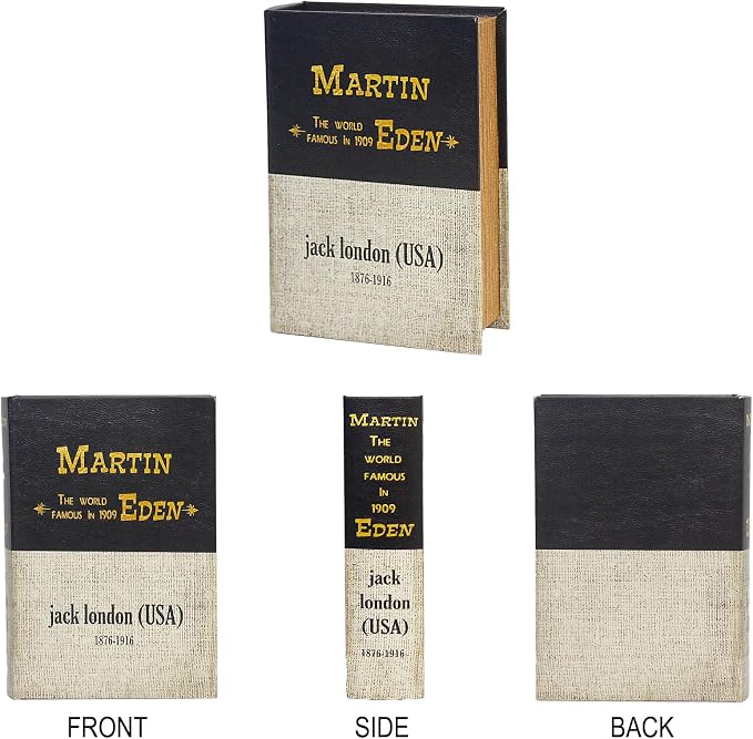 Decorative Book Boxes, Faux Wood cover Storage for Hidden Jewelry, Money, and Cash (Jack London)