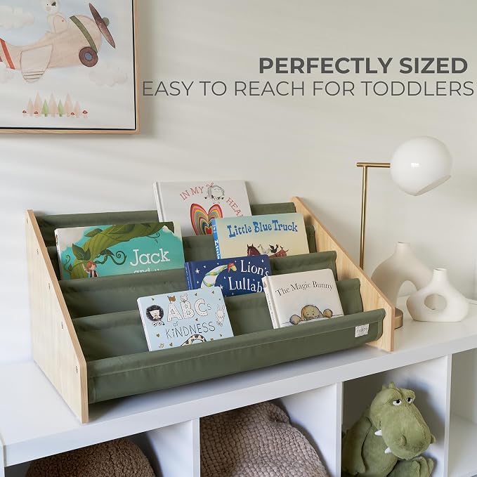 ZICOTO Decorative Wooden Bookshelf for Kids Rooms - Keeps Plenty of Books Neatly Organized & Within Reach for Toddlers - Easy Install Montessori Book Shelf for Baby's Bedroom or Playroom Decor