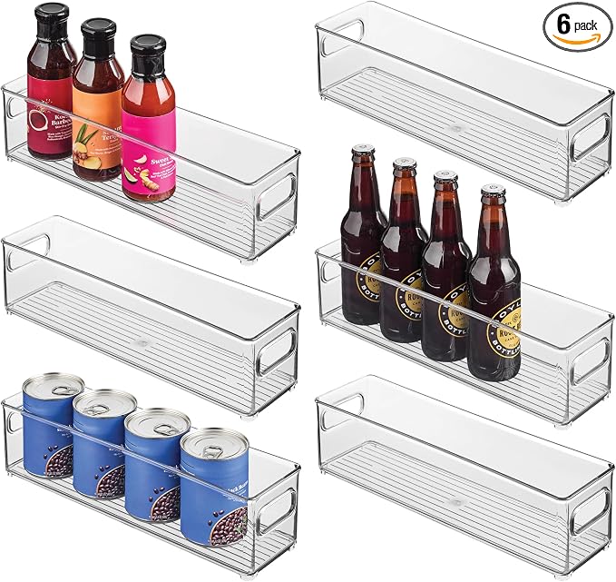 iDesign Stackable Fridge Bin with Handles, Set of 6, Clear | Ideal for Freezer or Pantry, Made in USA