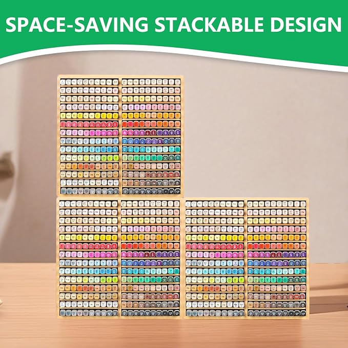 walowalo Bamboo Marker Organizer Markers 280pcs Markers Pen Holder Art Supply Pencil Storage Organizer with 28 Compartments All-in-One Marker Storage for Office Home (Holds up to 280pcs Markers)