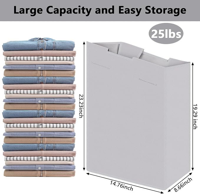 Windyun 3 Pcs Hypotenuse Laundry Sorter Replacement Bags Hamper Cart Removable Replacement Bags Laundry Storage Organizer Bag Hamper Liner, No Hooks 14.76 x 8.66 x 23.23/19.29 Inch(Gray)
