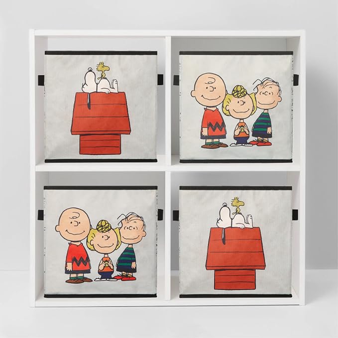 Idea Nuova Storage Cubes for Kids,2 Pack Collapsible Fabric Bins with Handles, Organizer Boxes for Bedroom, Playroom & Nursery,Peanuts