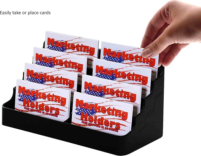 Marketing Holders Business Card Holder Counter for 3.5" x 2" Appointment Cards in Medical Facilities Business and Government Centers and Facilities Salons Black Acrylic Eight Pocket Four Tier
