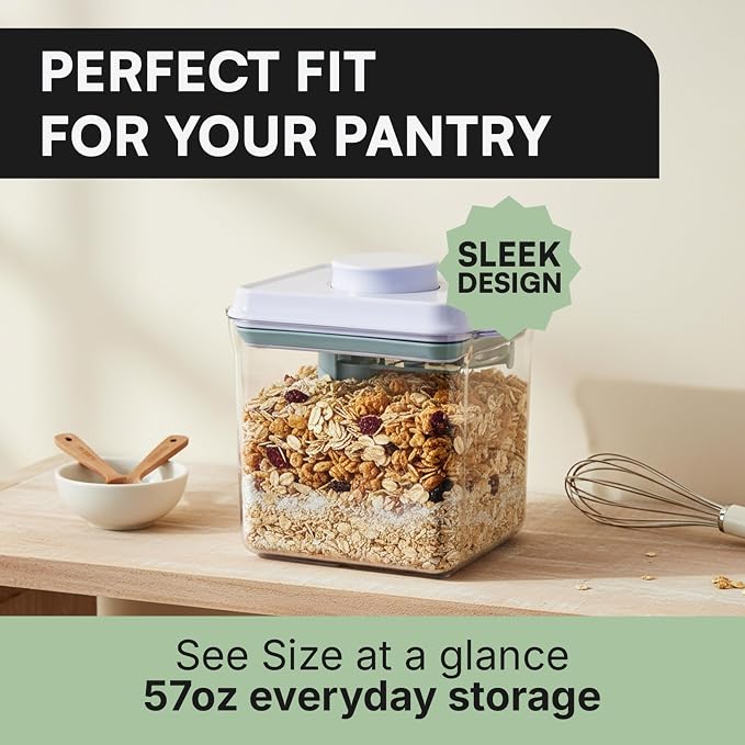 Bop Top Airtight Food Storage Containers with Lid 7 Cups / 57 oz | Kitchen Canister Sets | Air Tight Pantry Container| Pop Top Dry Food Storage Containers for Snacks, Sugar, Flour, Baking, Pasta
