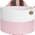INDRESSME 115L Extra Large Pink Laundry Basket for Nursery Stuffed Animal Storage, Blanket Rope Baby Baskets Kids Toy Organizer Dorm Room Essentials for Girls, Pink