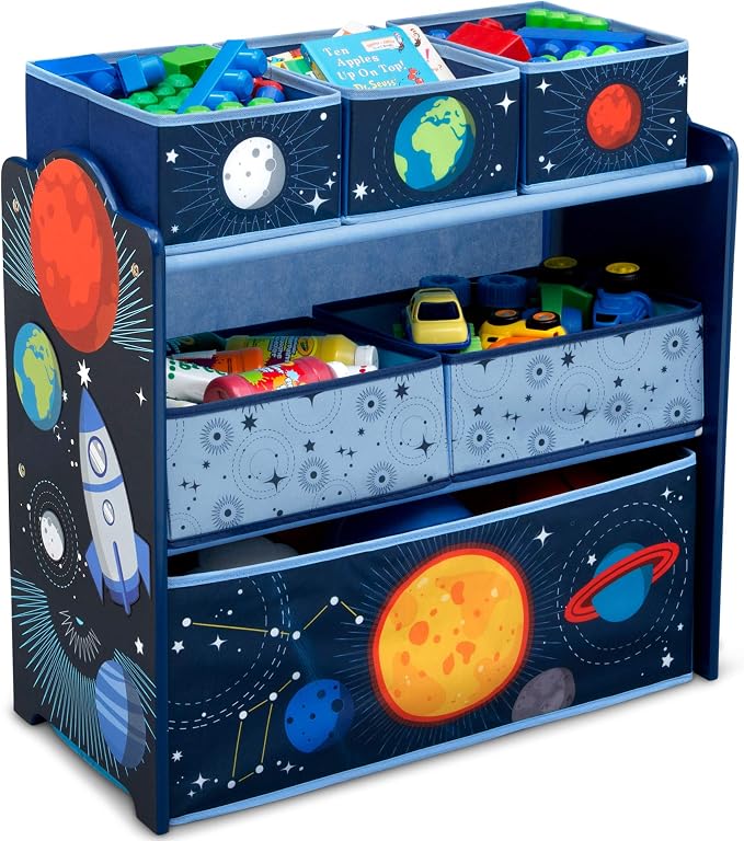 Delta Children Space Adventures Design & Store 6 Bin Toy Storage Organizer - Greenguard Gold Certified, Blue