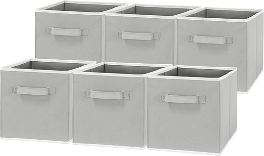 Simple Houseware Foldable Cube Storage Bins, 11-Inch Gray, 6-Pack Fabric Cubes Organizer for Closet or Shelves