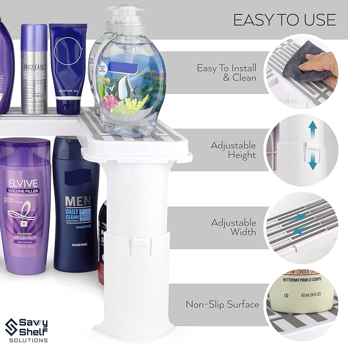 Expandable Under Sink Organizer and Storage I Bathroom Under the Sink Organizer Kitchen Under Sink Shelf I Cleaning Supplies Organizer Under Sink Storage I EXPANDABLE HEIGHT DEPTH & WIDTH