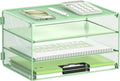 DALTACK 3 Tier Letter Tray Paper Organizer for Desk, Mesh Metal Desk File Organizer with Sliding Trays for Letter/A4 Paper, Mail, Bills & Folders, Mint Green