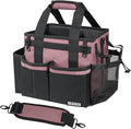 SCAVATA Compact Wearable Cleaning Caddy, Small Cleaning Caddy Supplies Organizer with Handle & Shoulder Straps for Housekeepers, Under Sink & Car Cleaning Tool Organizers Bag (LotusPink)