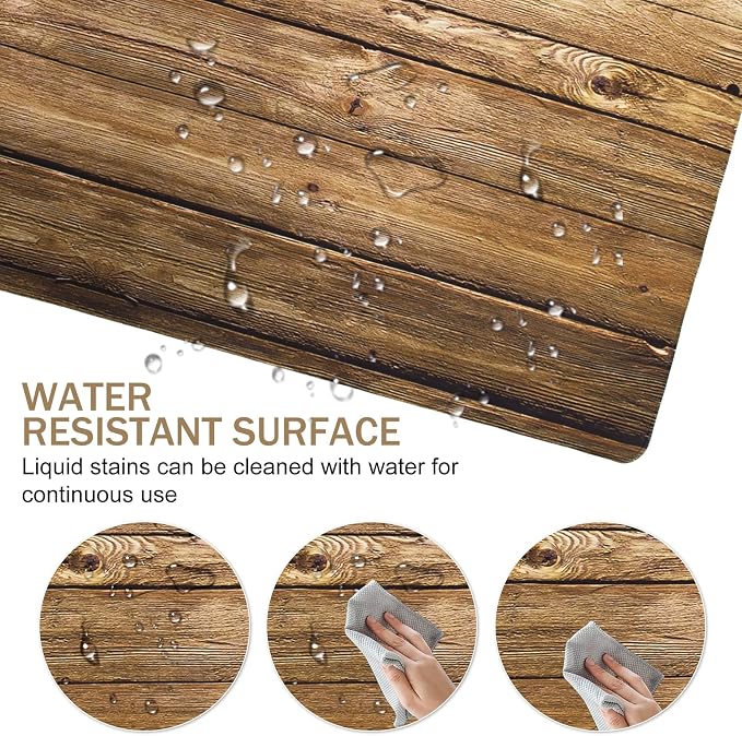 L-SPOUTTO Vintage Wood Desk Mat Gaming Mouse Pad Extended XXL 35.4x15.7in Large Mouse Pad Non-Slip Rubber Base Keyboard Pad Waterproof Desktop Mat for Laptop Computer Work Game Home Office-Wood Art