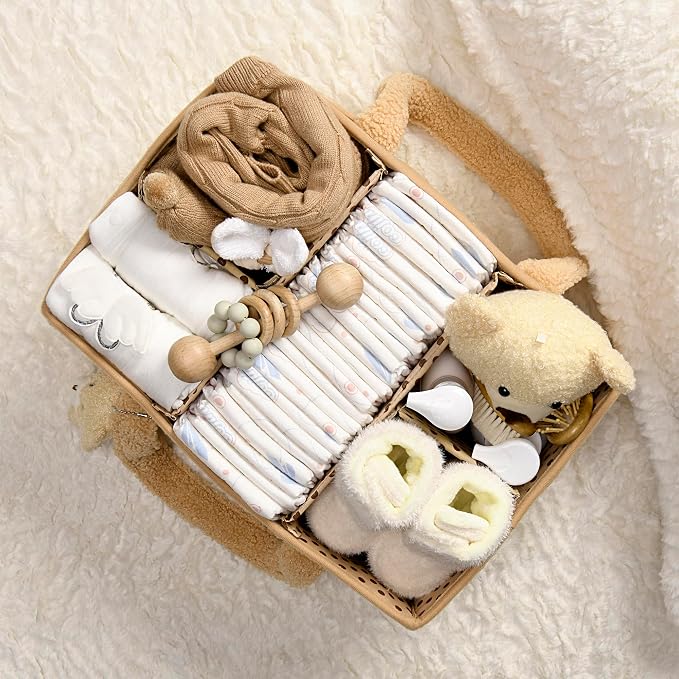PeraBella Diaper Caddy Organizer for Changing Table, Storage Basket for Wipes, Gift for Baby Shower, Car Organizer, Nursery Organizer, Portable Storage